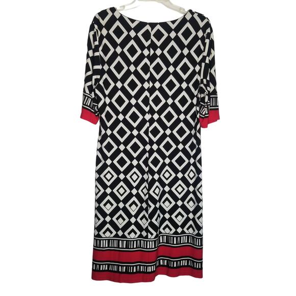 R&K Black White Red Sheath Dress, Size 16 - Picture 2 of 7